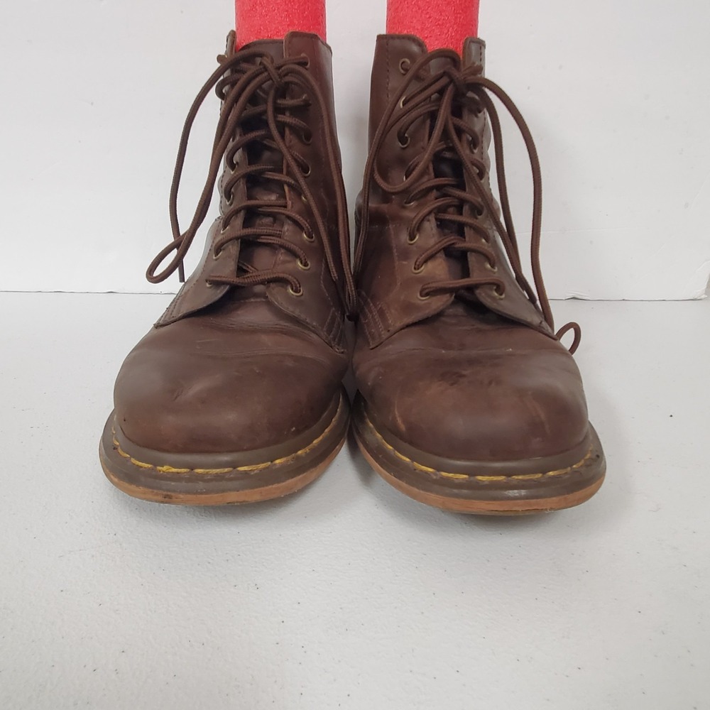 Dr Martens Doc Mens Tristan Boots Size 11 Chocolate Brown Leather Combat Lace Up - Picture 3 of 12